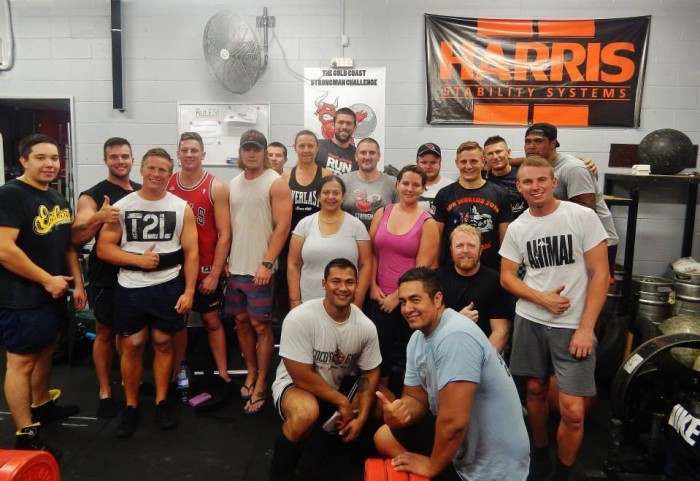 Strongman Gold Coast and Cocos Gym deadlift competition group