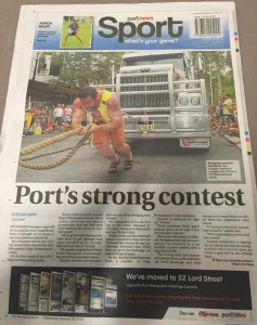 Port news sports newspaper full page for port macquarie strongman series